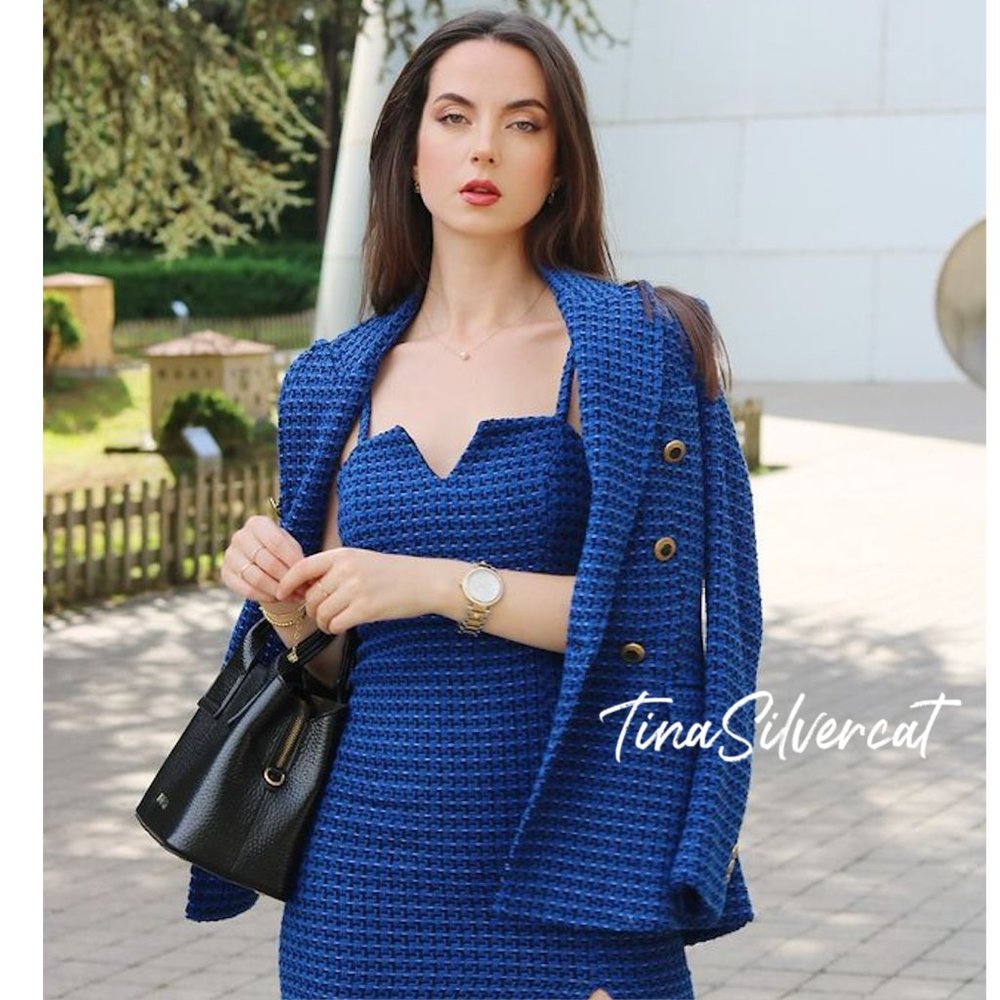 BLOGGER'S FAVE! Zara Textured Weave Mini Dress Blue Sz XS, M, L NWT - Picture 14 of 16